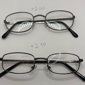 Men’s readers Silver and Black Reading Glasses Set gunmetal black +2.00, +2.50